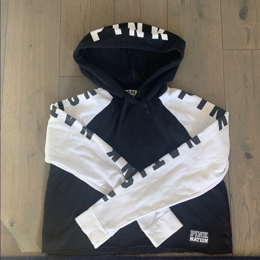 PINK Contrast Crop Hoodie